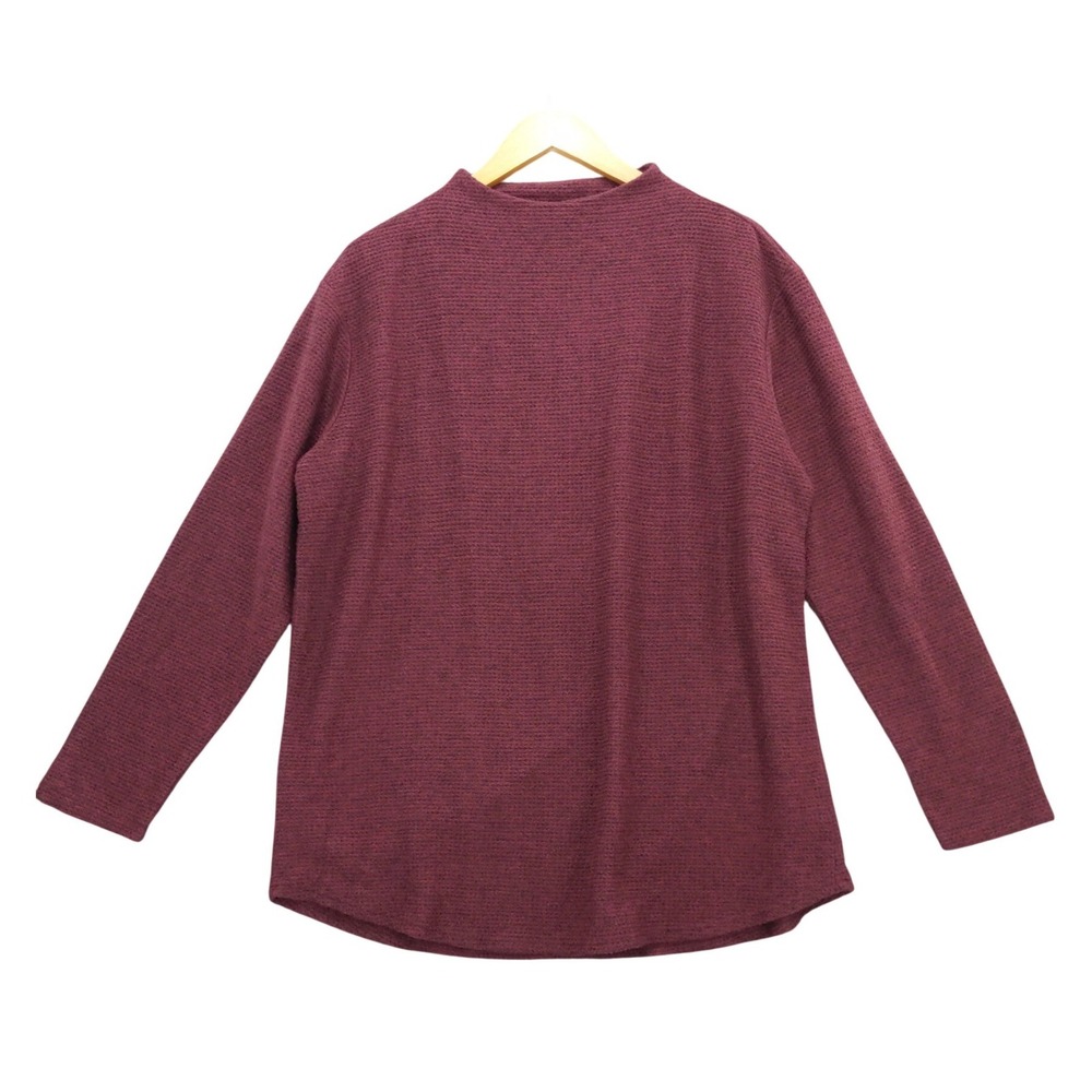 Lands‎ End Womens Mock Neck Textured Waffle Knit Long Sleeve Top Size L 14-16